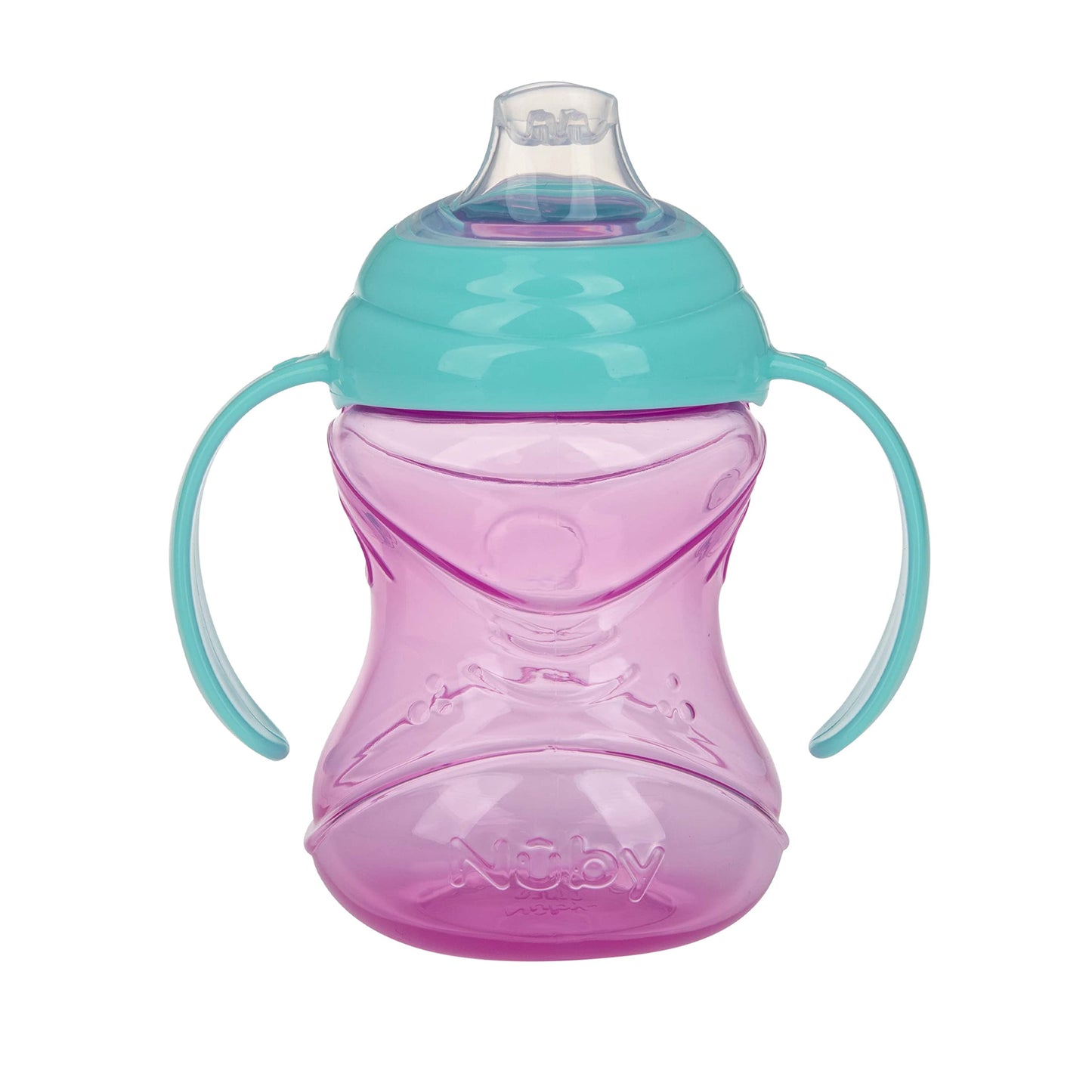 Nuby 3 Piece No-Spill Grip N Sip Cup With Silicone Soft Flex Spout, 2 Handle With Clik It Lock Feature, Girl,10 Ounce