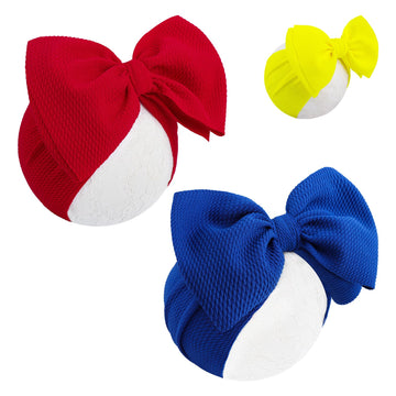 Yanjie 3 Pack Baby Girl Headbands Big Bows Soft Infant Toddler Headbands Baby Hair Bows Elastics Hairbands Newborn Kids Red Yell