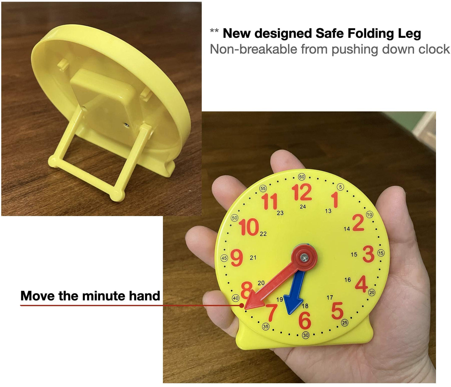CM Wealth Learning Clock for Kids, Student Learning Clocks Teaching Time 12/24 Hours Geared Clock 4+Years Seller