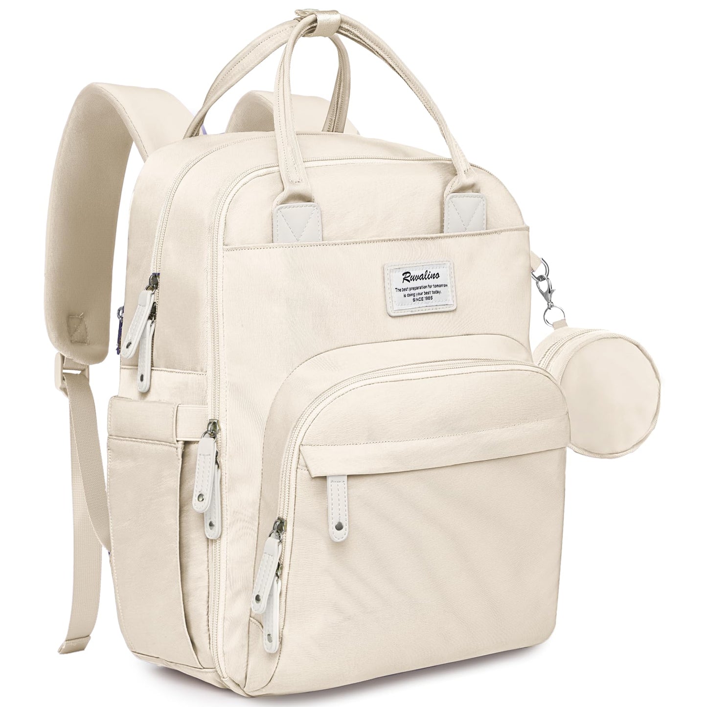 Ruvalino Diaper Bag Backpack, Multifunction Travel Pack Maternity Baby Changing Bags, Large Capacity, Waterproof, Beige