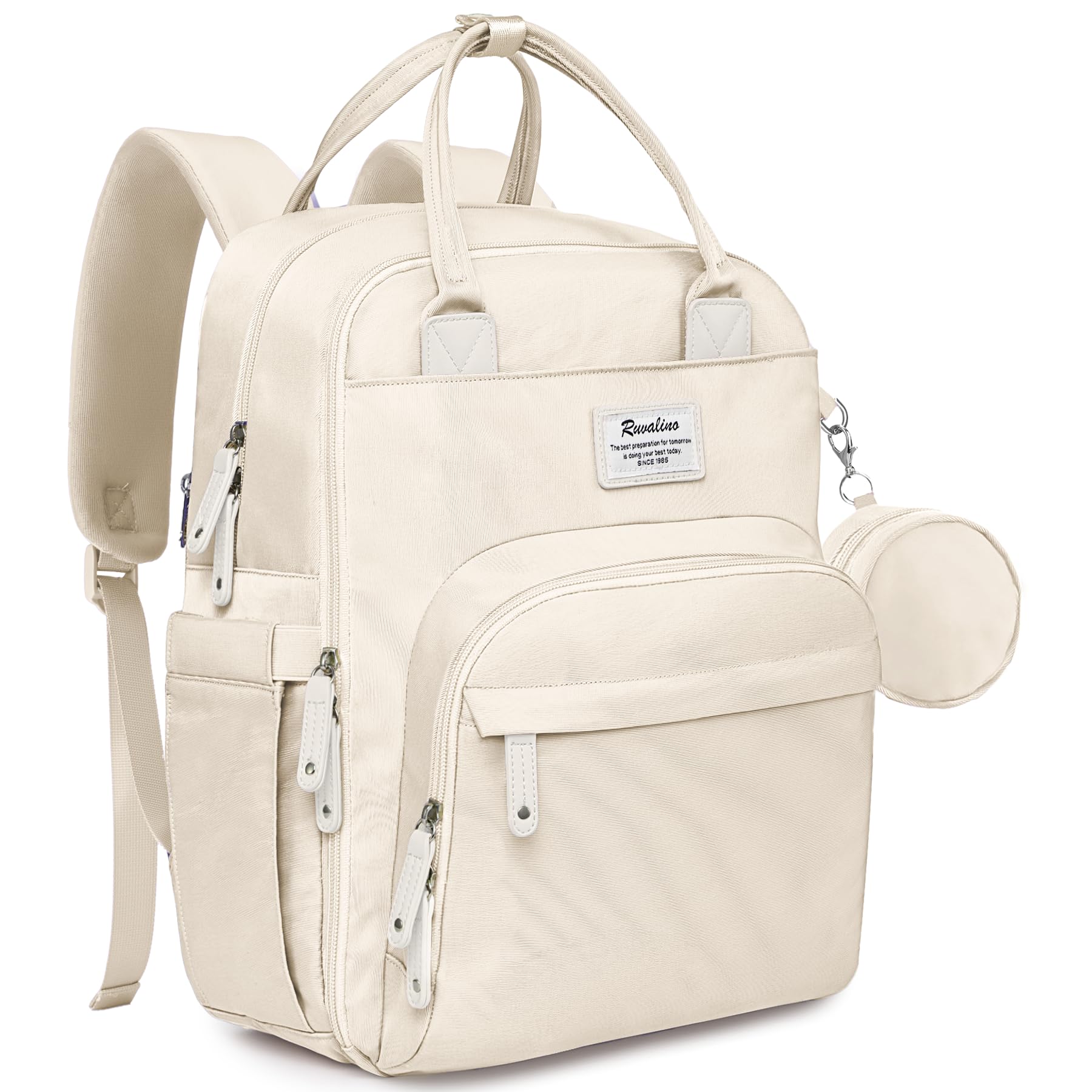 Ruvalino Diaper Bag Backpack, Multifunction Travel Pack Maternity Baby Changing Bags, Large Capacity, Waterproof, Beige