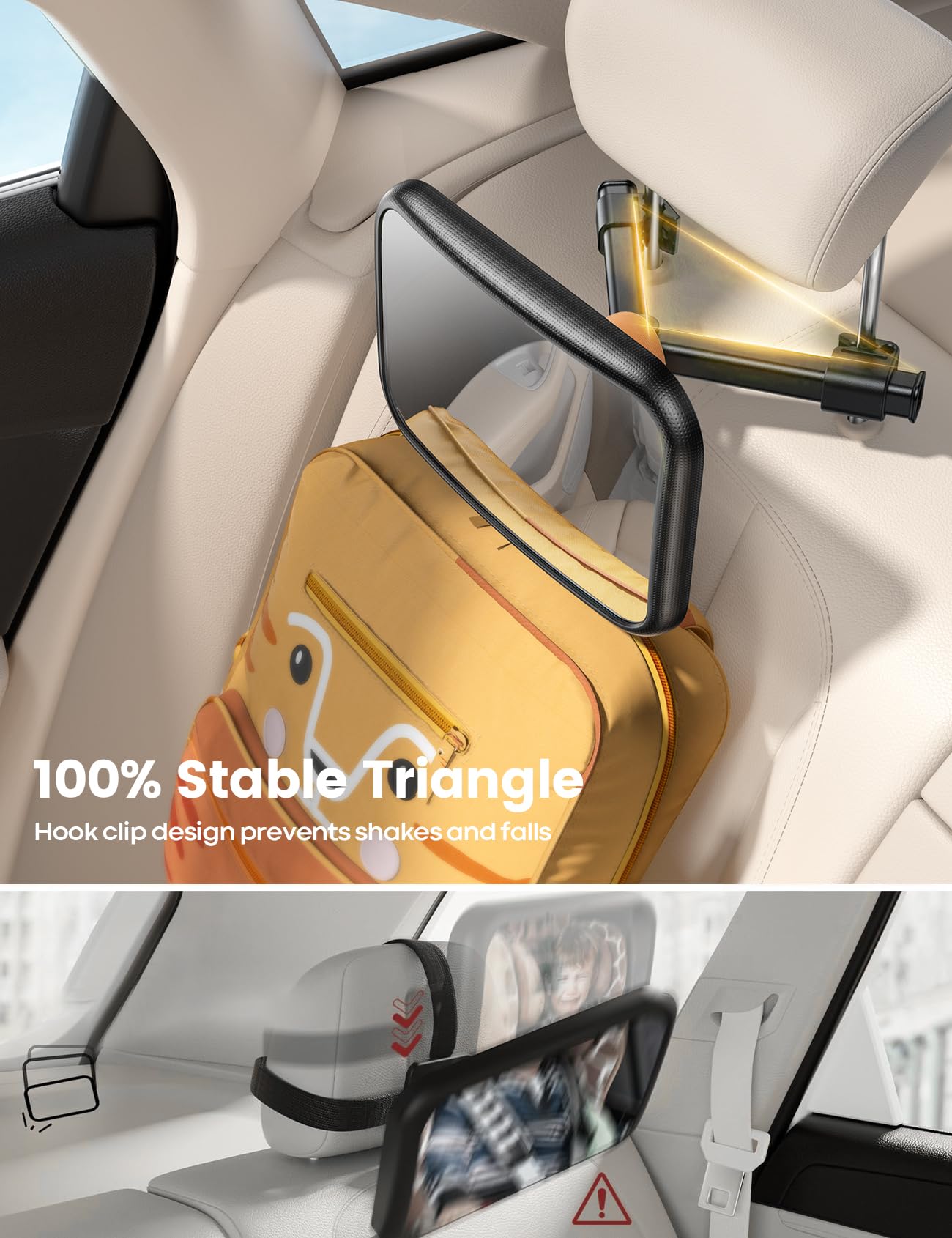 Baby Car Mirror For Baby - Lamicall Safety Shatterproof Acrylic Mirror, Anti-Shake Car Seat Mirror For Baby Rear Facing, 360 Rot