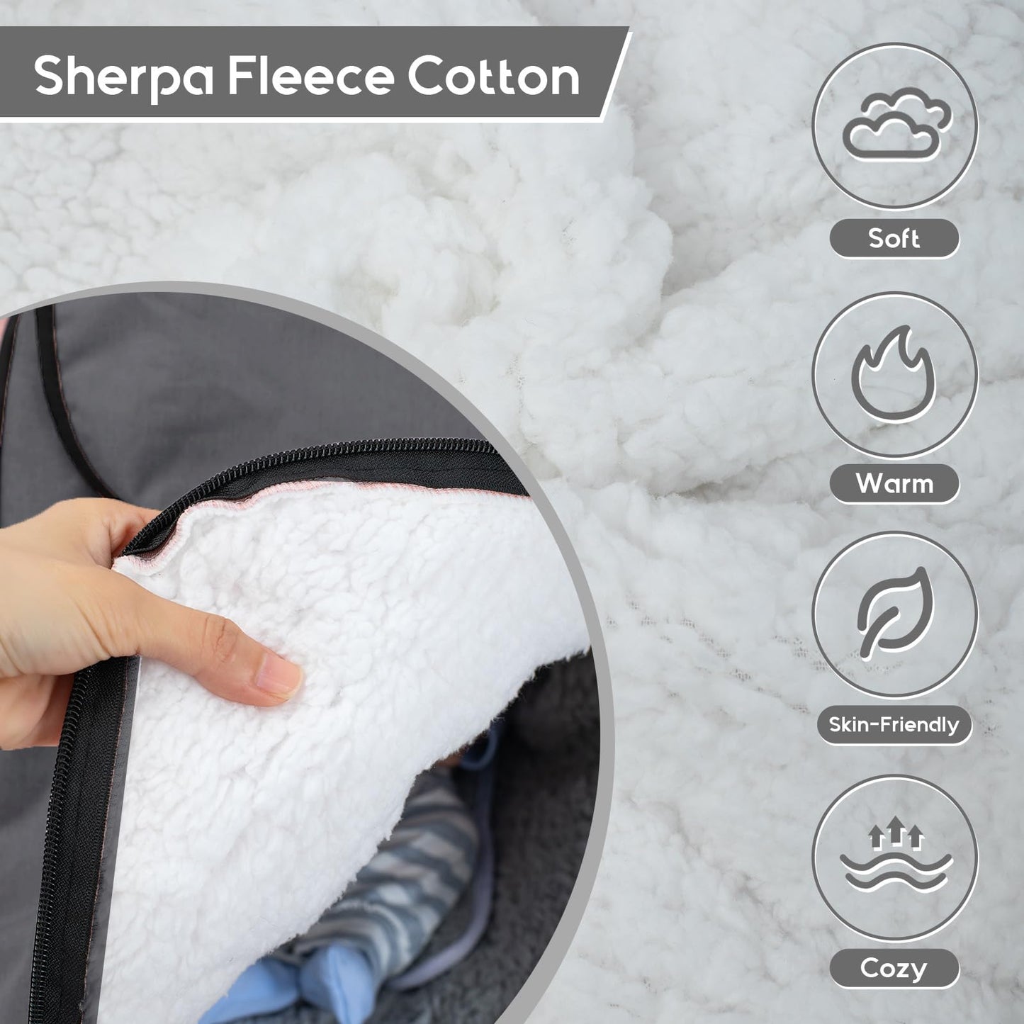 Winter Baby Car Seat Cover, Waterproof Carseat Cover With Zipper Peep Window, Warm Sherpa Fleece Lining, Universal Infant Car Se