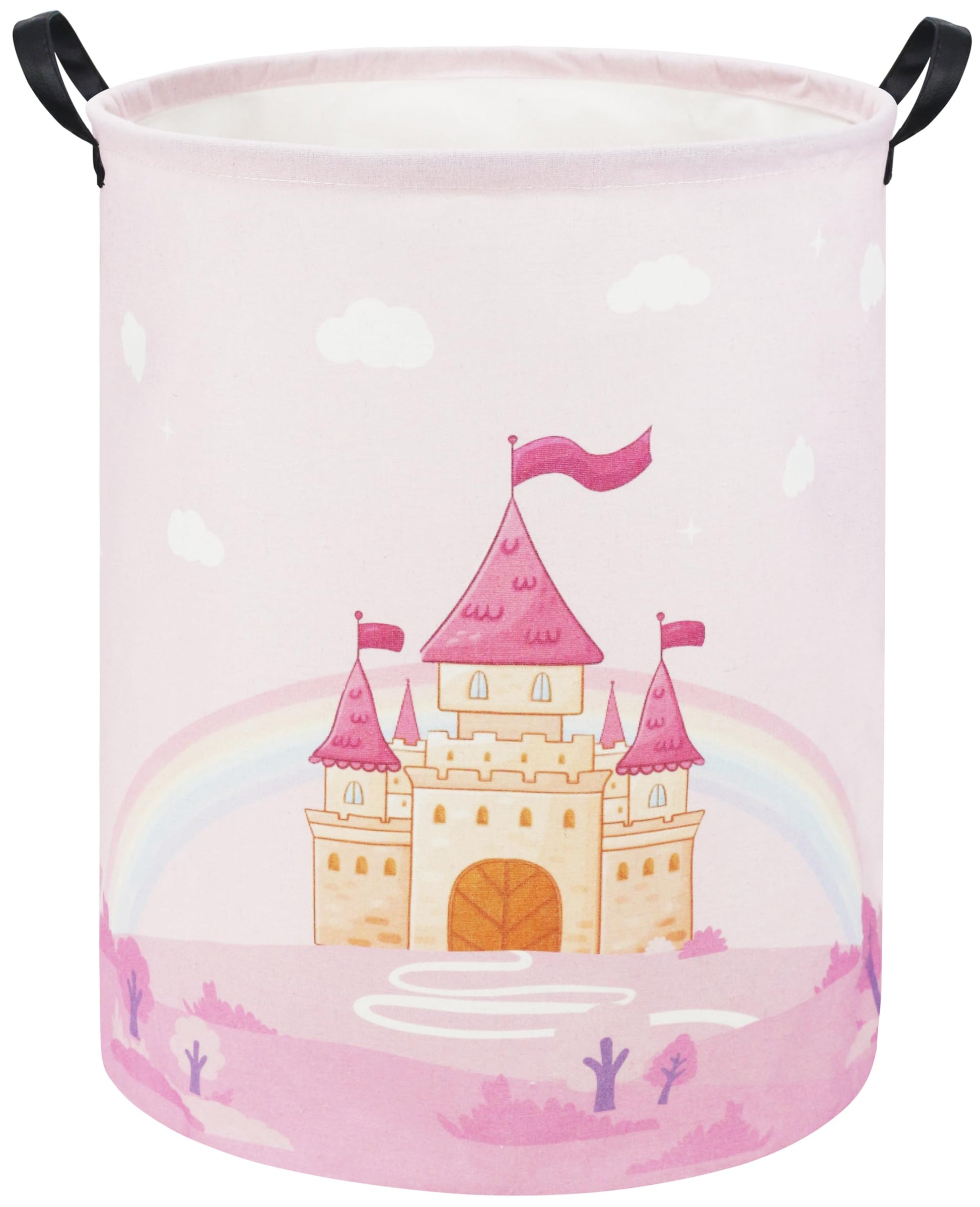 TIBAOLOVER Pink Castle Kids Laundry Basket Baby Hamper Toy Storage Bin for Boys Room Decor Baby Nursery Gift Baskets