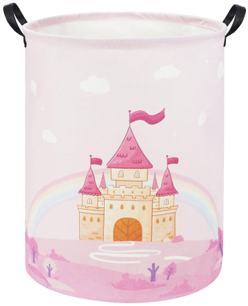 TIBAOLOVER Pink Castle Kids Laundry Basket Baby Hamper Toy Storage Bin for Boys Room Decor Baby Nursery Gift Baskets