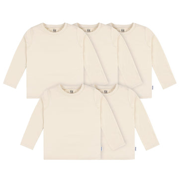 Gerber Baby Toddler 5-Pack Solid Long Sleeve T-Shirts Jersey 160 Gsm, Natural, 12 Months