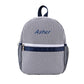 Custom Embroidered Toddler Seersucker Backpack | Personalized with Name | Back to School Gift for Kids (Navy)