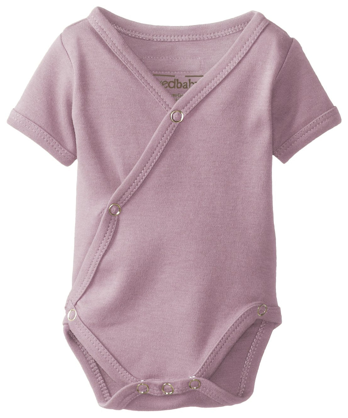 Lovedbaby Baby Girls Unisex Organic Short-Sleeve Kimono Infant-and-Toddler-Bodysuits, Mauve, 3-6 Months US