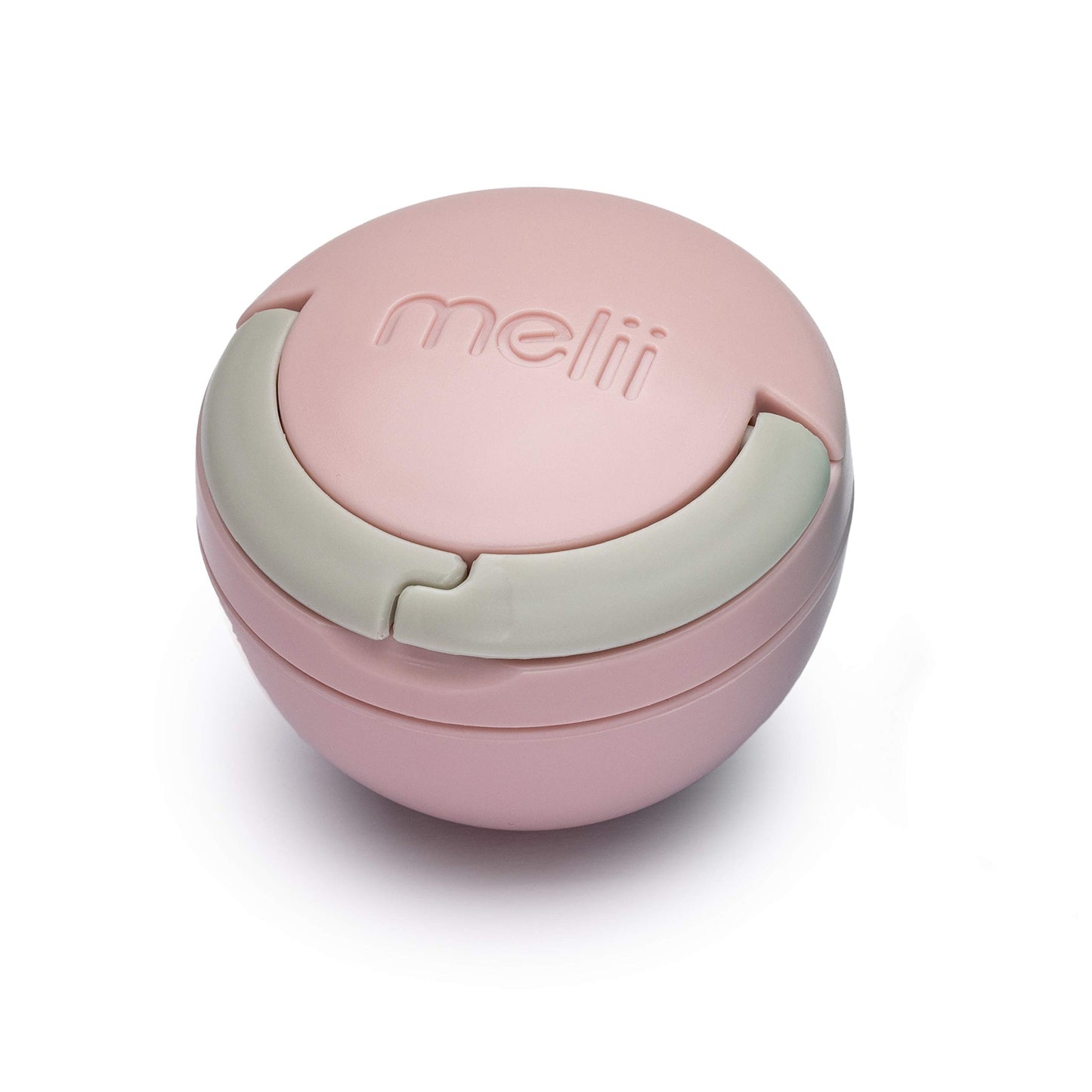 melii Pacifier Pod - Grey & Pink - Pacifier Storage Container with Carabiner Clip