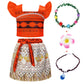Cotrio Moana Princess Costume For Girls Birthday Party Dresses Toddler Kids Two-Pieces Skirt Set Halloween Dress Up Outfits Size