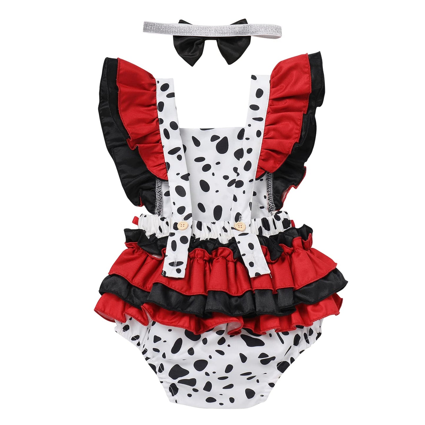 Newborn Dalmatian Costume Baby Girl Black and White Devil Costume Kids Dress up Cosplay Halloween Dalmation Outfit Toddler Infan