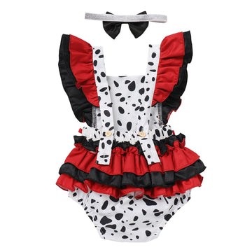 Newborn Dalmatian Costume Baby Girl Black and White Devil Costume Kids Dress up Cosplay Halloween Dalmation Outfit Toddler Infan