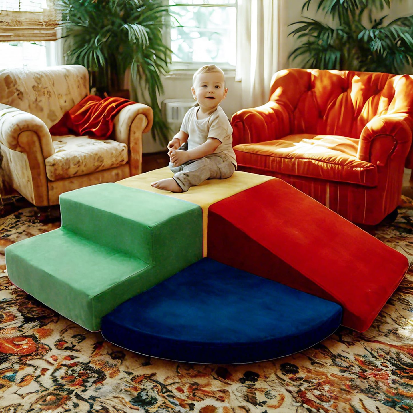 Tolead Large Baby Climbing Blocks - 6 Pcs Climbing Toys For Toddlers - Ultra High Density Soft Foam Play Gym Equipment Easy Wash