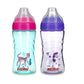 Nuby 2 Pack No Spill Printed Thirsty Kids No-Spill Sip-it Sport Cup with Soft Spout and Lid - 12oz, 12+ Months,2 Count(Pack of 1