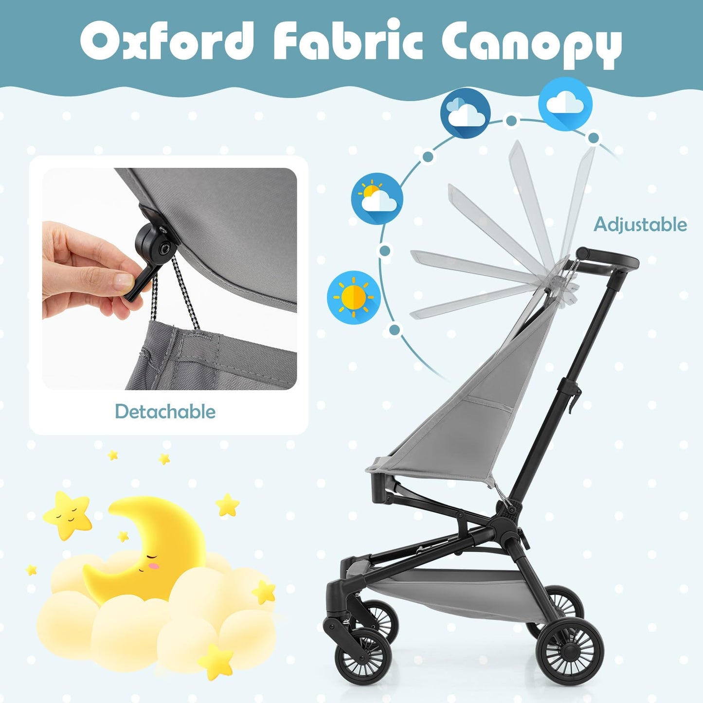 Honey Joy Lightweight Baby Stroller, Travel For Airplane, Compact Easy One-Hand Fold With Canopy, All-Terrain Wheels, Storage Ba