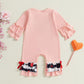 Fiomva My First Valentines Day Baby Girl Outfit Newborn One Piece Jumpsuit Infant Long Sleeve Romper Toddler Fall Clothes (B Emb