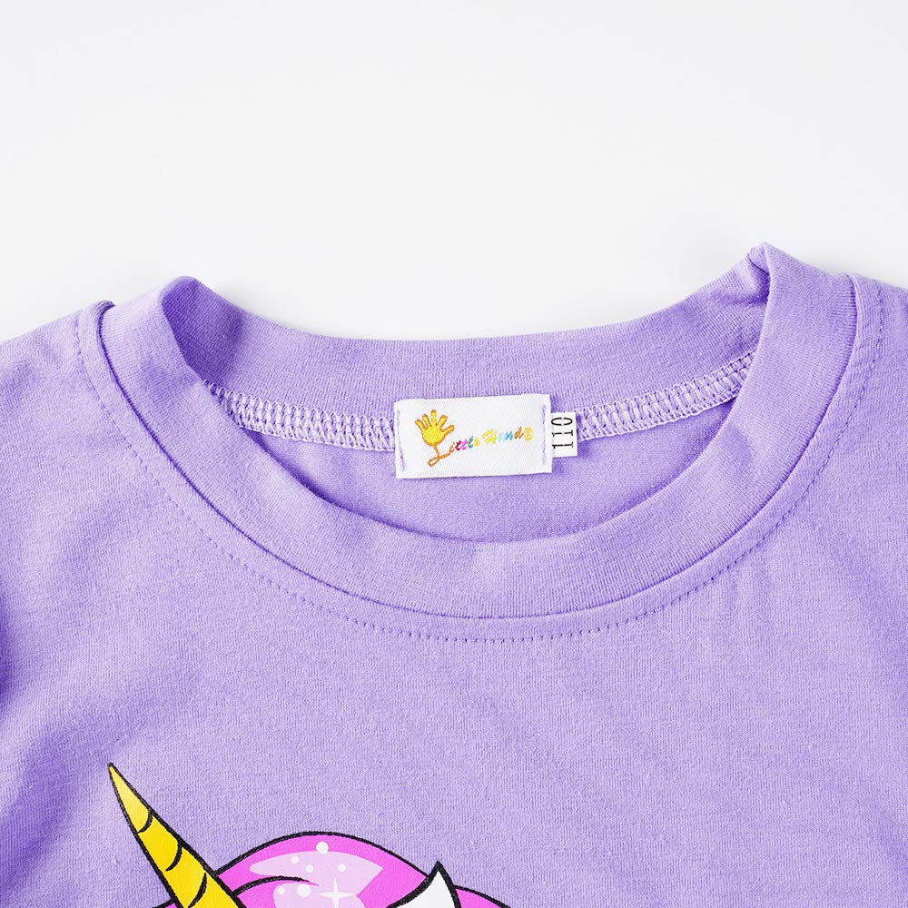 Little Girls Summer Pajamas Unicorn Short Sleeve 100% Cotton Sleepwear 2 Pieces Toddler Pjs Children Clothes Kids Jammies Sets S