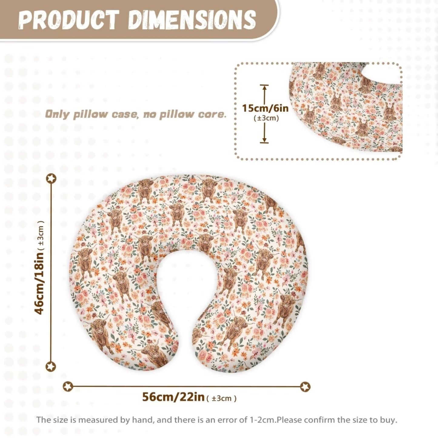Tongluoye Highland Cattle Nursing Pillow Covers For Baby Girl Boy Nursing Pillowcase Fits The Original Support Pillow Cover Flow