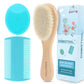 DEBETOOL Cradle Cap Brush and Comb Set with Baby Hair Brush - 3-Piece Wooden Baby Brush Kit for Newborns and Infants