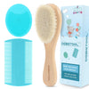 DEBETOOL Cradle Cap Brush and Comb Set with Baby Hair Brush - 3-Piece Wooden Baby Brush Kit for Newborns and Infants