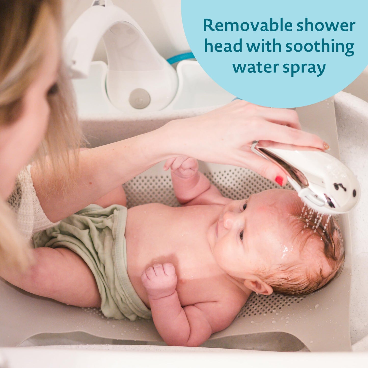 The First Years Rain Shower Baby Bathtub - Baby Spa For Newborn To Toddler - Includes Convertible Bathtub And Sling With Soothin