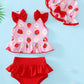 Toddler Girl Bathing Suit 4T 5T Swimsuit Girls Toddler Beach Swim Suit 2 Piece Red Strawberry Bikini Summer Swimwear Tankini Set