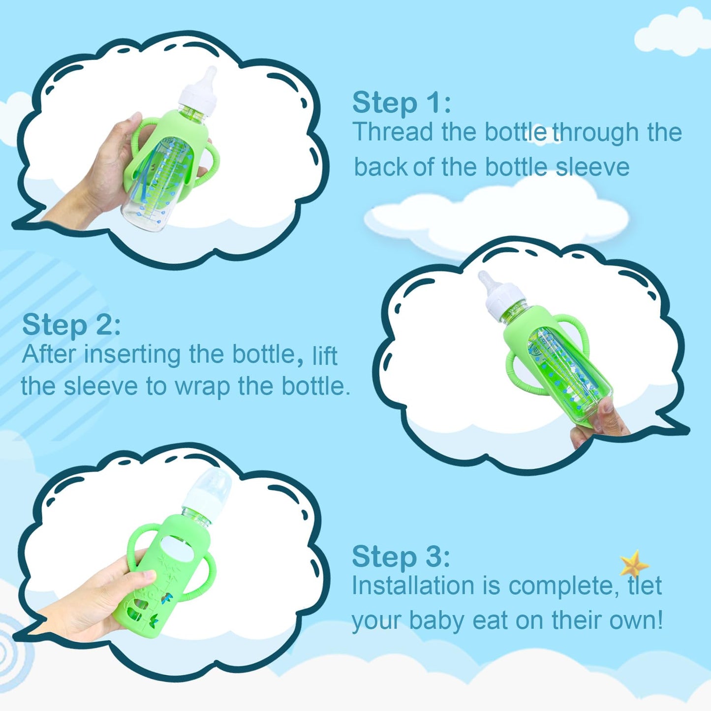 4 Pack Baby Bottle Handles Compatible With Dr Brown'S Glass Bottles, Baby Bottle Holder Hands Free Cultivate Baby'S Sense Of Ind