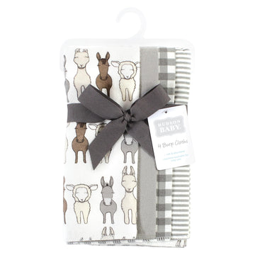 Hudson Baby Unisex Baby Cotton Flannel Burp Cloths, Farm Friends Cream 4-Pack, One Size