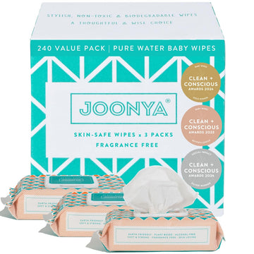 Joonya Baby Wipes - Non-Toxic, Earth-Friendly Baby Wipes For Calm, Healthy Skin - Fragrance Free - 3 Packs Of 80 Diaper Wipes (2