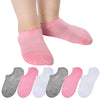 Jormatt 6 Pairs Toddler Little Girls Boys No Show Socks Thin Cotton Soft Anti Slip Low Cut Socks Breathable With Grips, Pink S