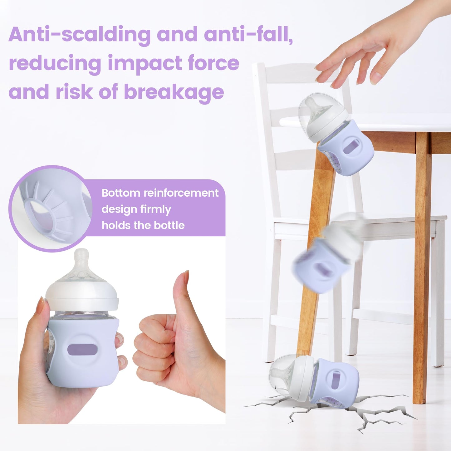 Joxodak 4 Pack Silicone Sleeves For Philips Avent Natural Bottle, Food Grade Silicone Cover And 4Pcs Travel Caps, Lids Replaceme