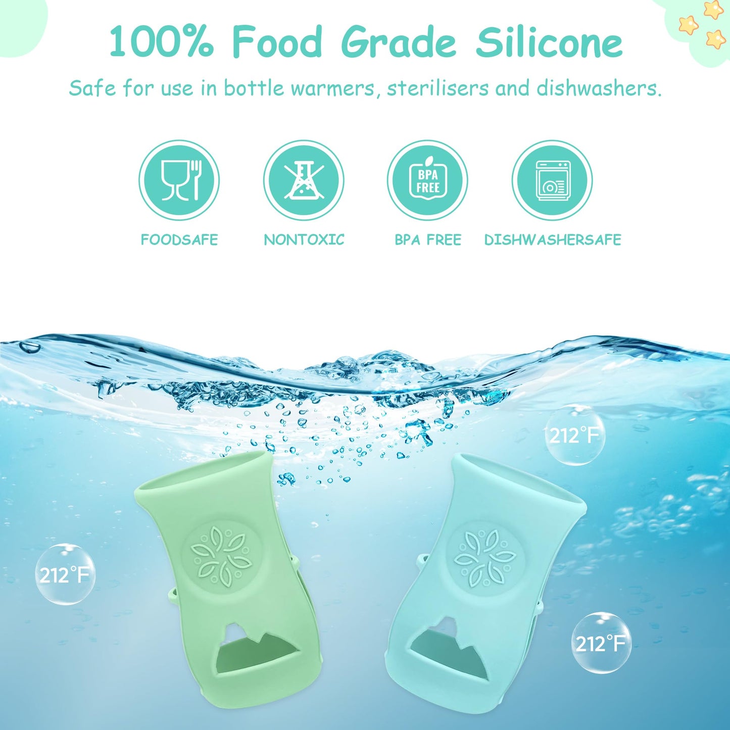 2 Pack Silicone Sleeves For Philips Avent Glass Natural Baby Bottle 4Oz, Food Grade Silicone, Bpa Free Glass Baby Bootle Sleeve,