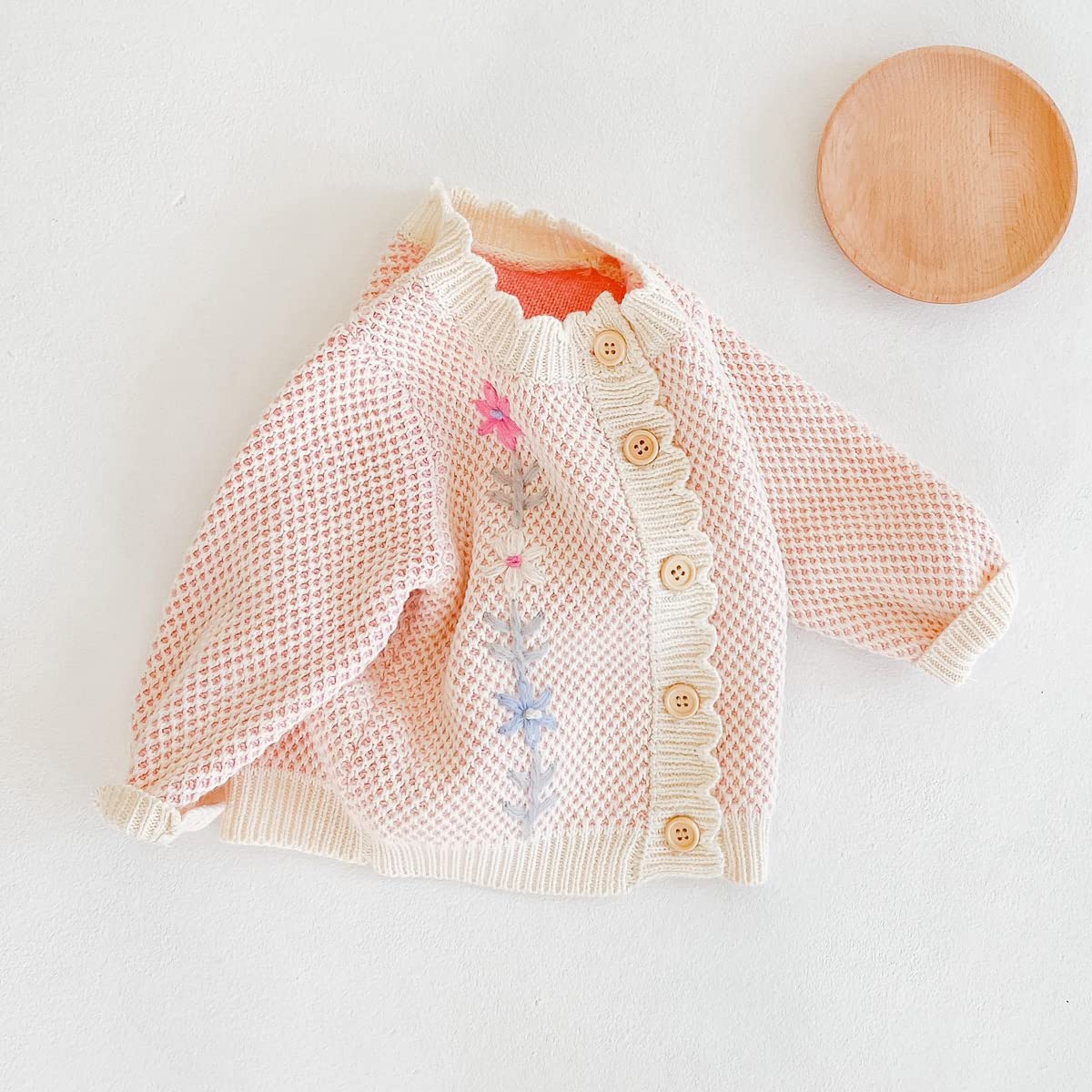 Simplee Kids Baby Sweater Valentine'S Day Cardigan Embroidery Flower Knit Coat For Winter Spring For 2-3T