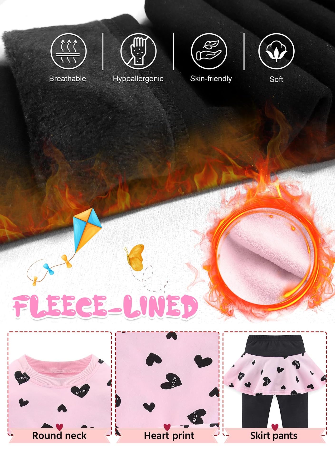 Bomdeals Adorable Cute Toddler Baby Girls Clothes Set,Long Sleeve T-Shirt +Pants Outfit(Pink,90,2143B)