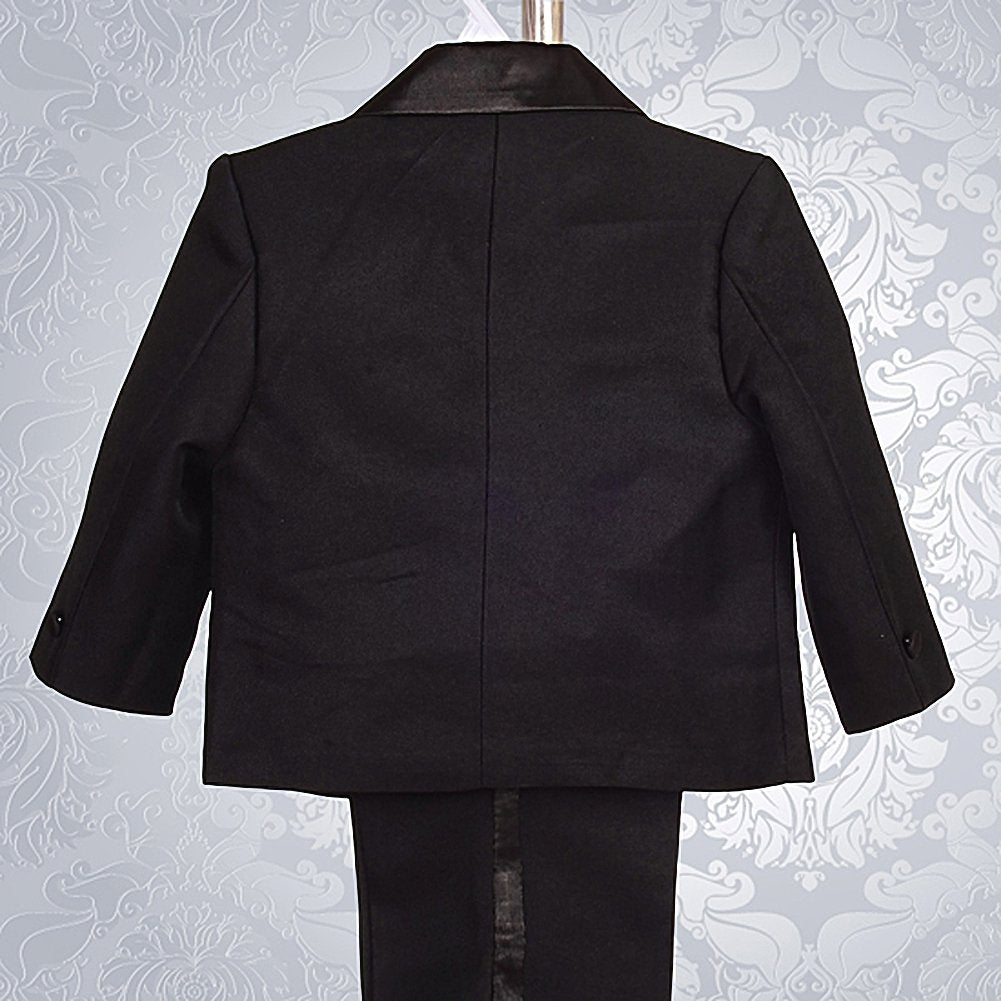 Lito Angels Baby Boys' Formal Tuxedo Suits Wedding Christening Outfits No Tail 5 Piece Set Size 3 Months Black