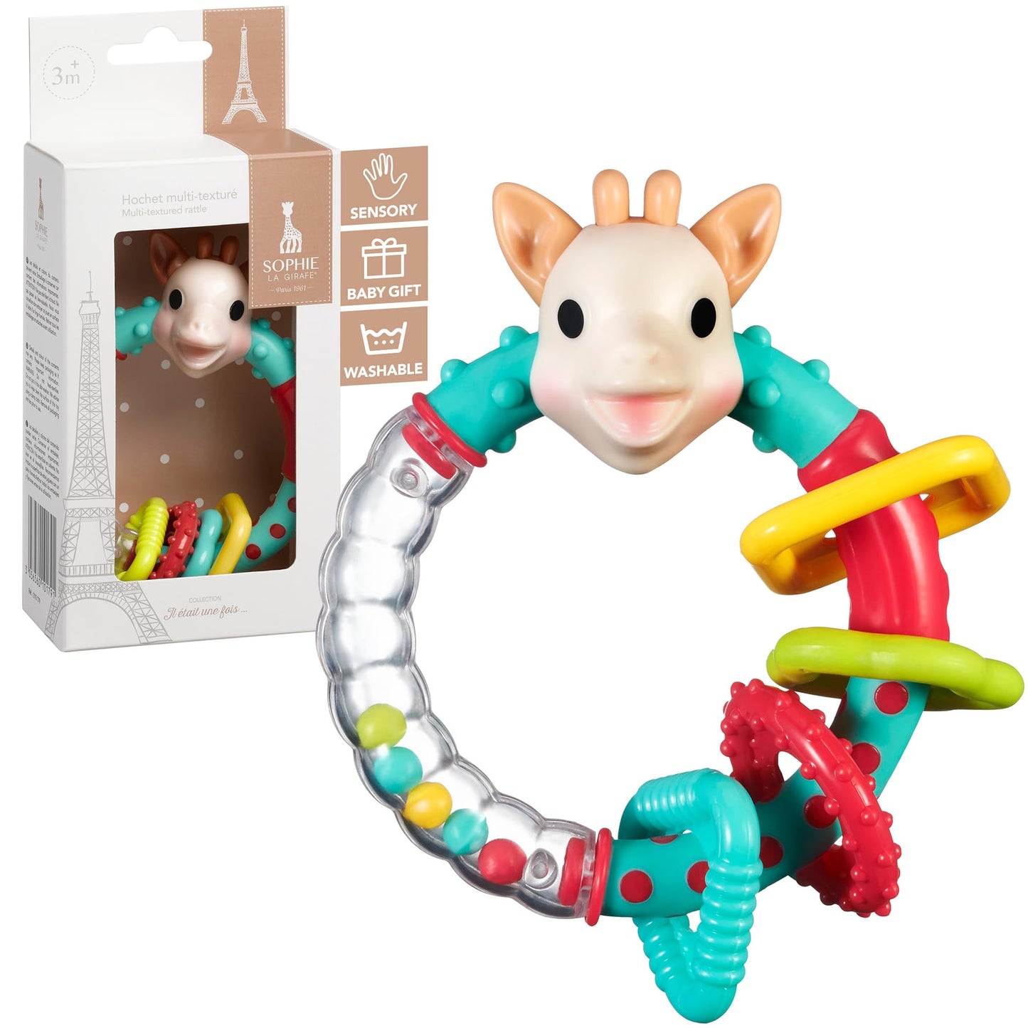 Sophie la girafe | Multi-Textured Rattle | Light & Easy to Grasp | Awaken All 5 Senses