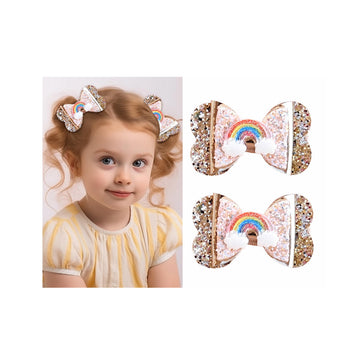 New Glitter Gold Bows Hair Clip For Girls, Baby Girl Toddler Clips, Hair Accessories.(FJ98) (Gold Bow)