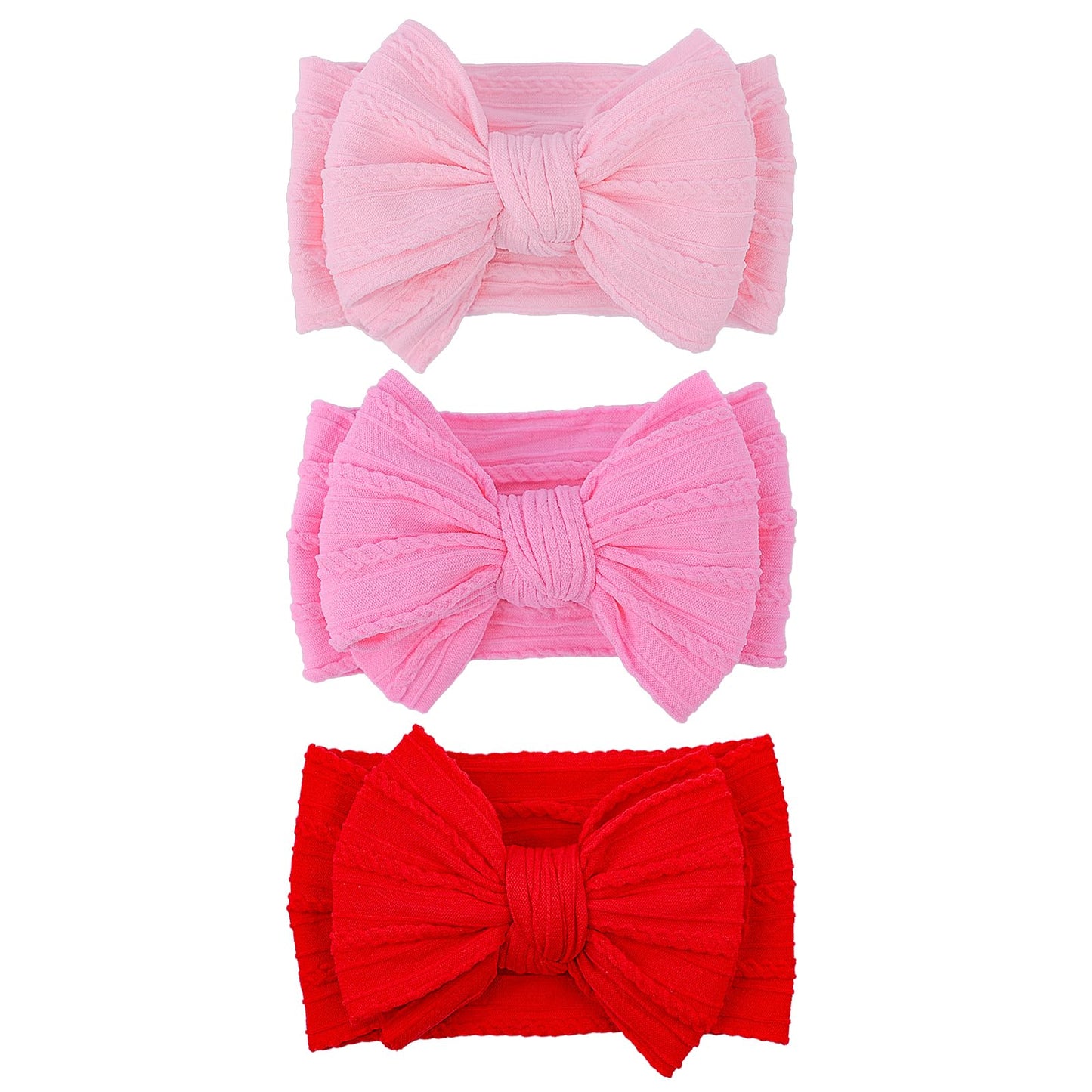 Lemonspace Handmade Red Baby Bow Baby Girls Headbands With Bows High Stretchy Soft Nylon Infant Headwrap Newborn Red Pink Hair A