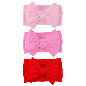 Lemonspace Handmade Red Baby Bow Baby Girls Headbands With Bows High Stretchy Soft Nylon Infant Headwrap Newborn Red Pink Hair A