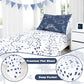 Jundetye 4 Pieces Dinosaur Toddler Bedding Set For Boys, Soft Breathable Toddler Comforter Set, Dino Print Navy, Includes Revers
