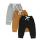 Toddler Baby Boy Fall Pants 3 Pack Active Jogger Casual Athletic Trousers Solid Color Pocket Elastic Waist Harem Bottoms (Waffle