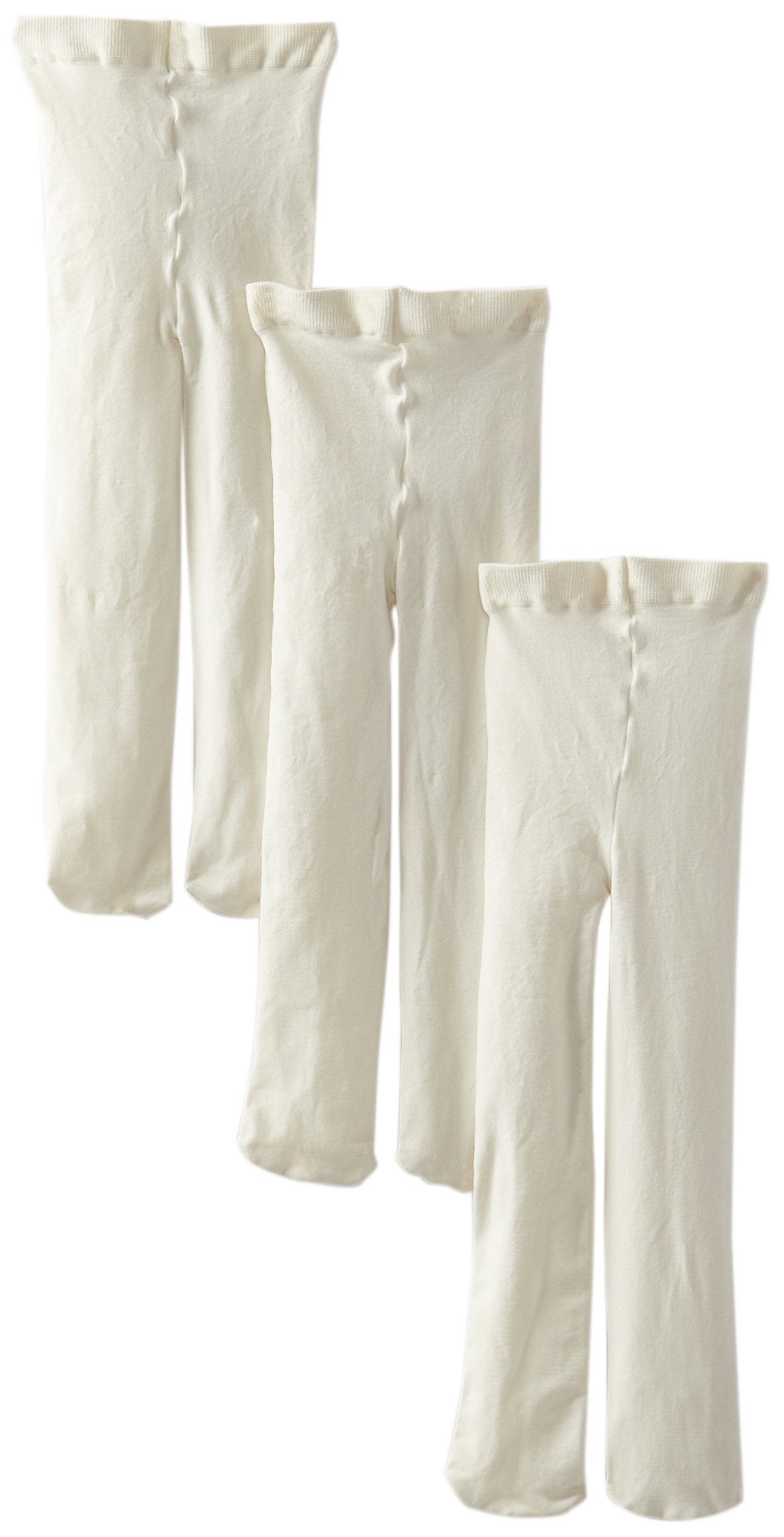 Jefferies Socks Baby-Girls Newborn Smooth Microfiber Tights 3 Pair Pack, Ivory, 0-6 Months