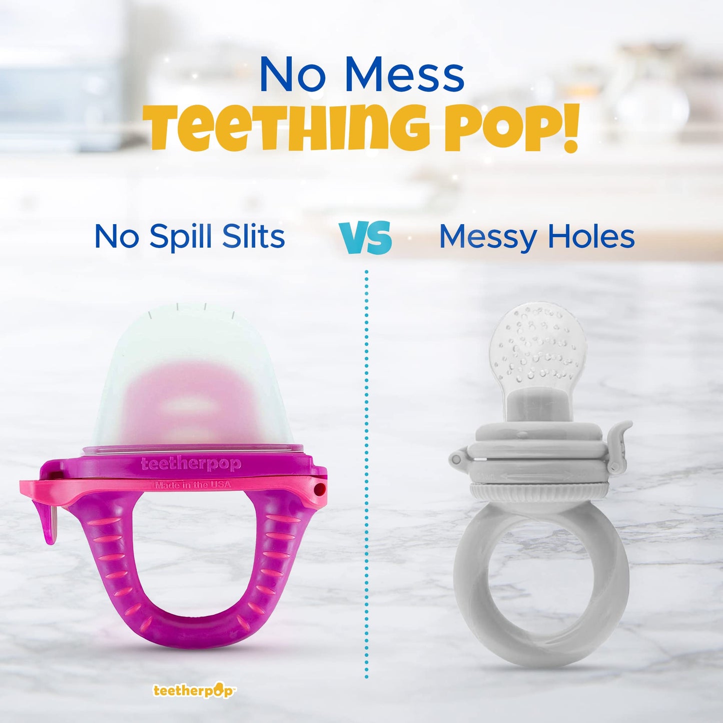 Teetherpop Fillable Silicone Teether for Babies - Cooling Teething Relief - Breastmilk Popsicle Molds for Teething with Spill-Pr