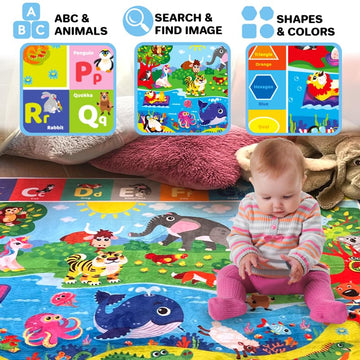 Quokka Giant Baby Play Mat For Floor - 112X80 In Plush Abc Nursery Rug For Toddlers & Infants - Large Padded Non-Slip Surface Fo