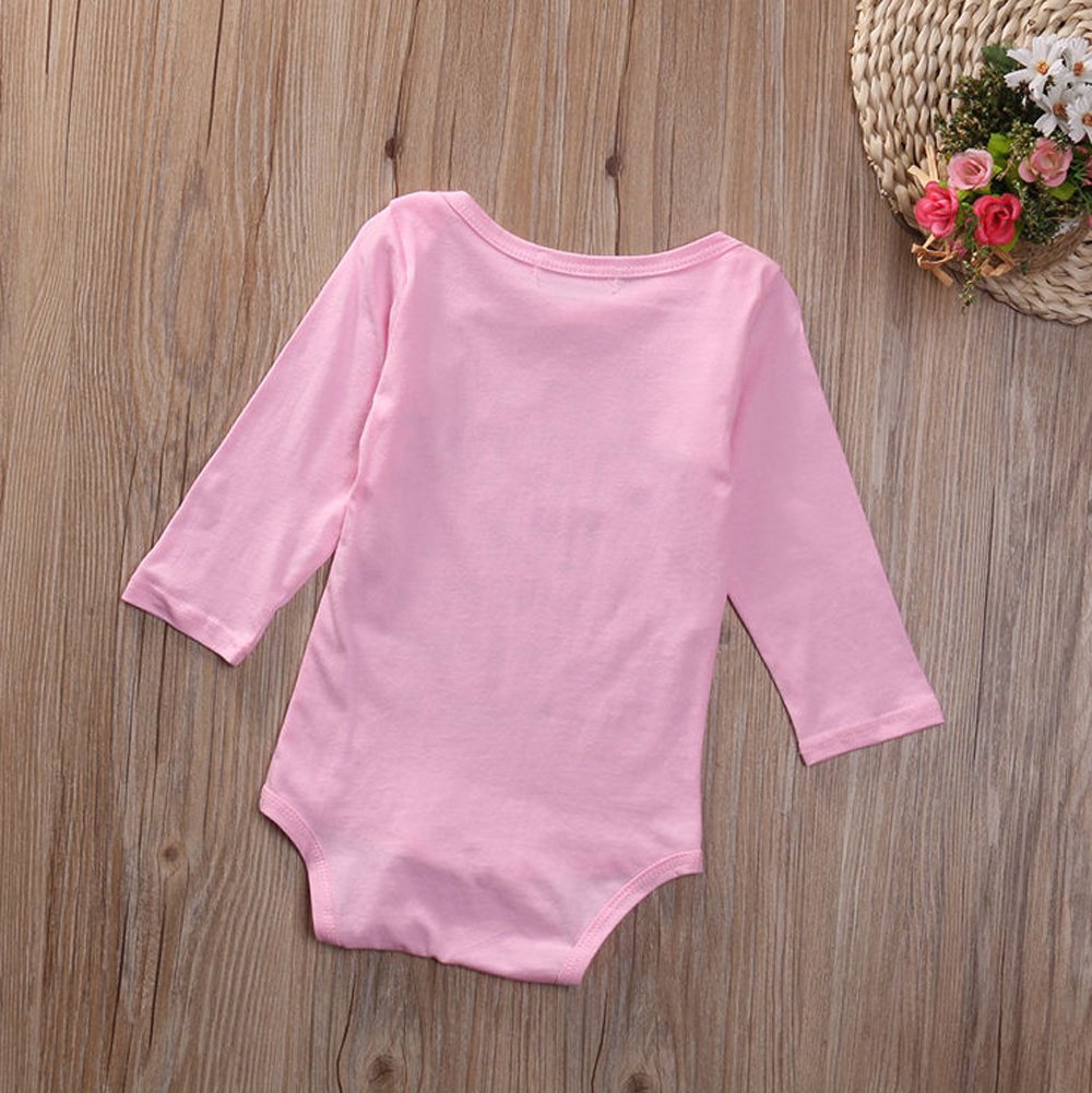 Alicado Newborn Infant Baby Girls Cotton Bodysuit Romper Jumpsuit Clothes Outfits (3-6Months) Pink
