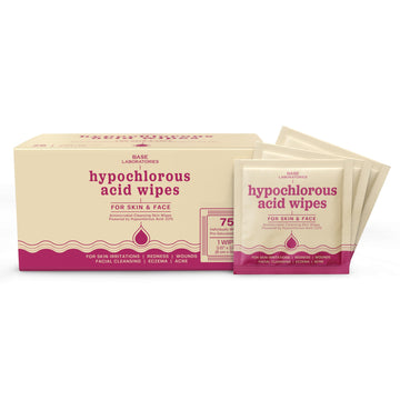 Base Laboratories Hypochlorous Acid Wipes | Saline Solution And Hocl Infused Wound Cleaning Wipes For Skin & Face | Cleanses, Sa