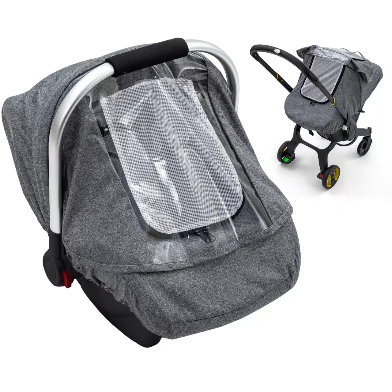 Baby Car Seat Rain Cover, Waterproof Carseat Cover with Transparent Window, Breathable Infant Car Seat Weather Shield for Girls 