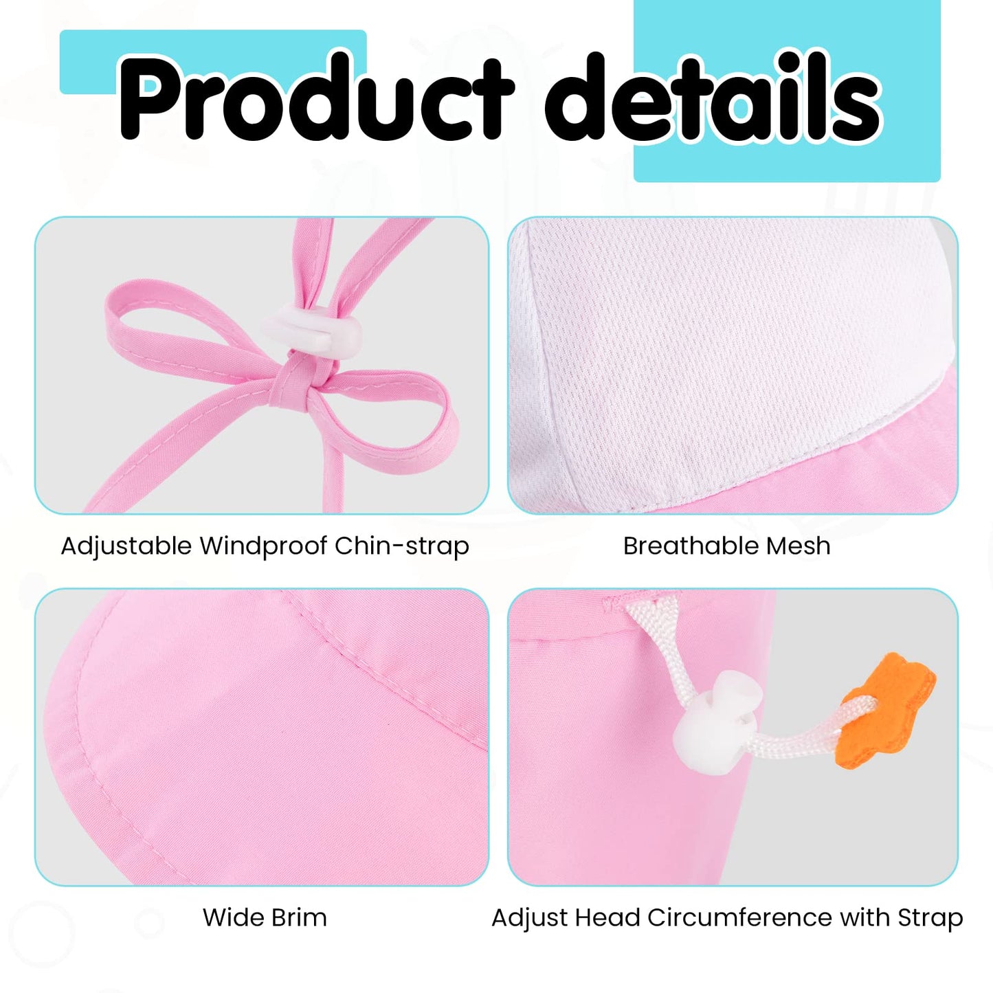 Simplikids Newborn Hats For Girls Upf 50+ Uv Sun Protection Hat For Girls Baby Girl Sun Hat W/Neck Flap Infant Sun Hat For Baby,