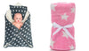 CTMKIDS Baby Wrap with Cushion Cap for Kids 74x84 cm  Grey & Baby Blankets New Born Pack of Star Wrapper Bedsheet  Pink