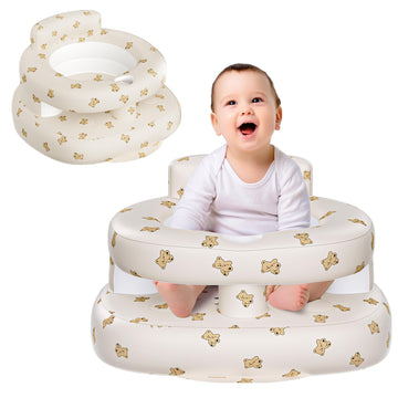 Upgrade Inflatable Baby Seat with Guardrails for Babies 3-36 Months, Built in Air Pump Bumbo Seat, Blow Up Baby Chair Sit Me up 